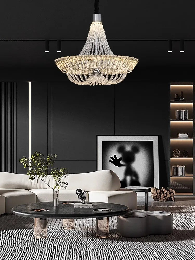 lustre moderne en cristal français led pour hôtel et villa