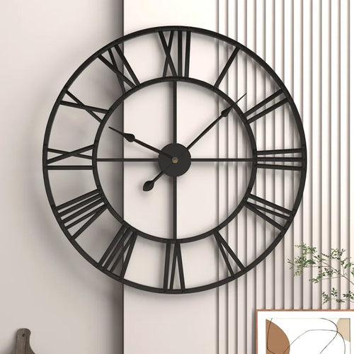 horloge murale moderne 3d rétro chiffres romains en métal silencieuse