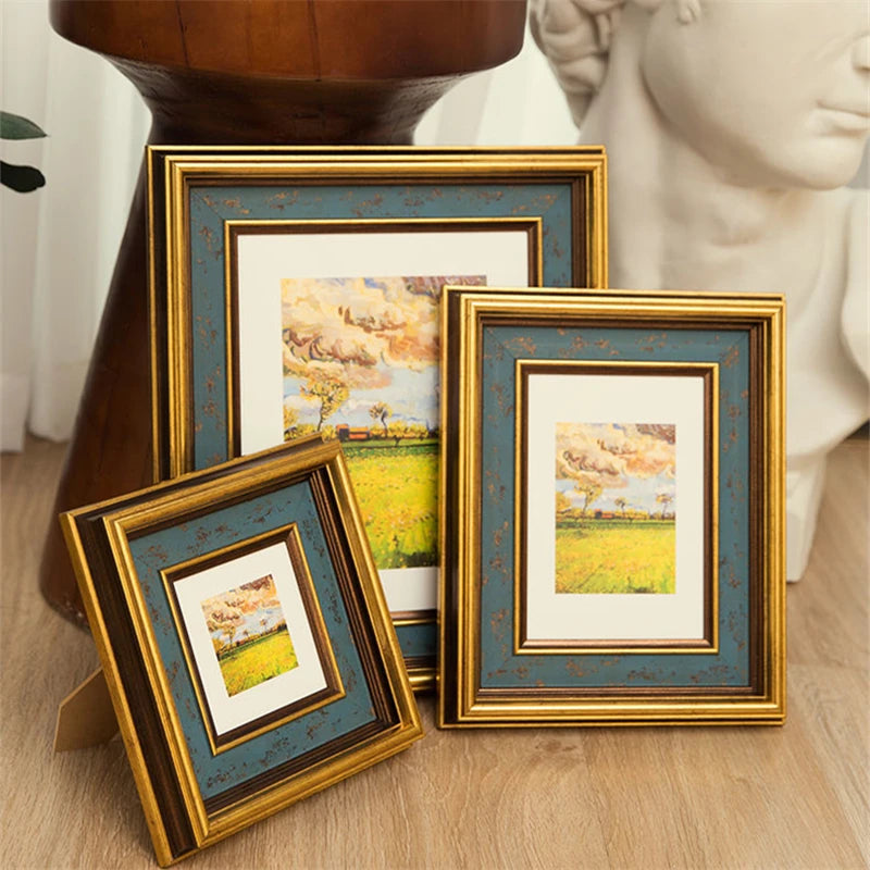 cadre photo rétro américain avec bordure dorée pour décoration intérieure - vue 2 sur 7
