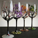 Verre a vin arbre quatre saisons peint main