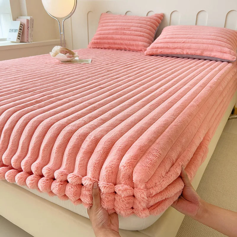 housse de matelas en velours chaud pour hiver doux et épais