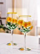 Verres vin hauts floraux faits main lot 3
