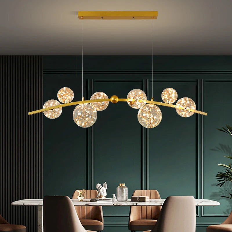 suspension led nordique boule de verre clair pour bar restaurant