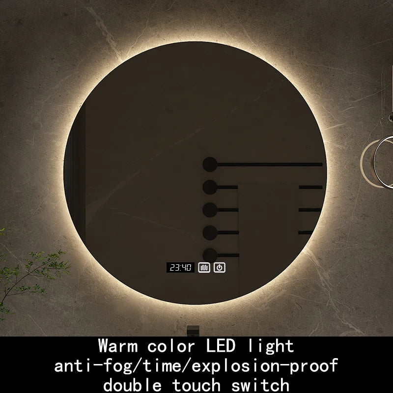miroir rond avec rétroéclairage réglable et antibuée décoratif - vue 14 sur 24