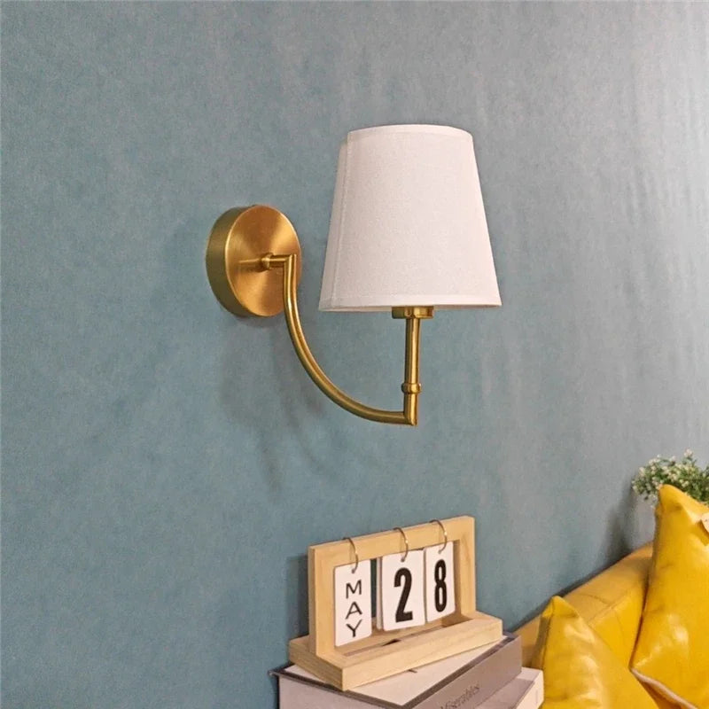 applique murale moderne nordique avec abat-jour en lin