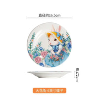 Assiette céramique motif citrouille lapin style jardin