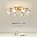 Lustre bois LED têtes salon maison intérieur moderne