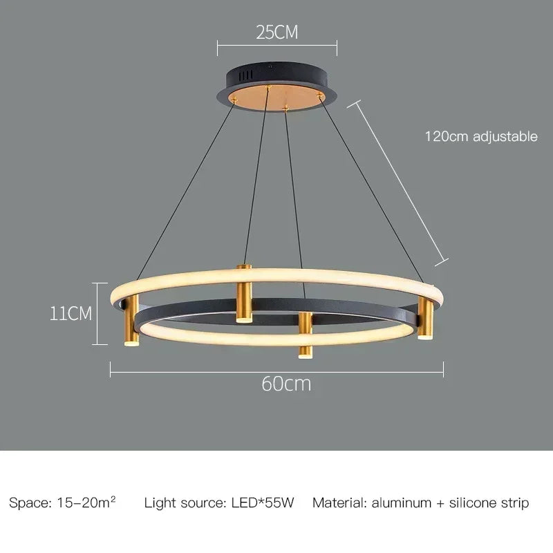 lustre moderne en anneau avec éclairage led décoratif - vue 12 sur 11