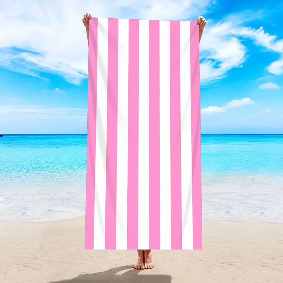 serviette de plage rayures minimalistes sechage rapide absorbante
