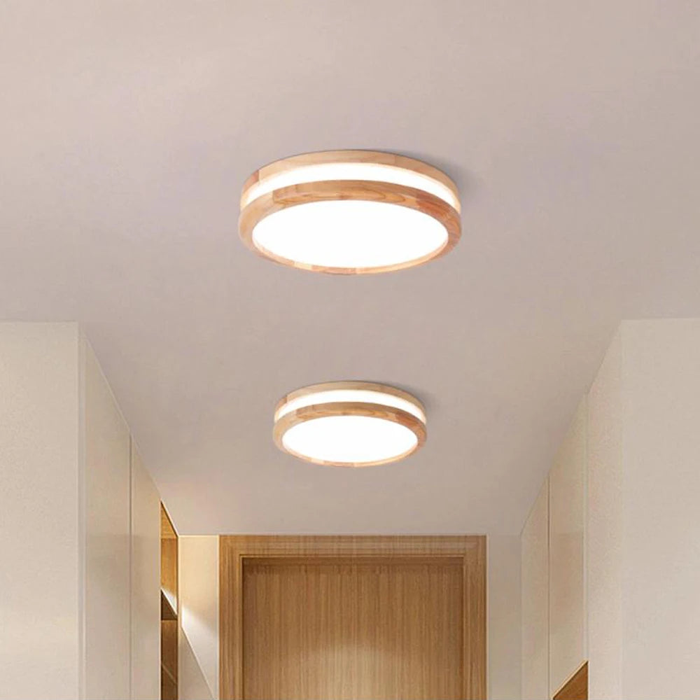 plafonnier led bois moderne nordique rond luminaire intérieur