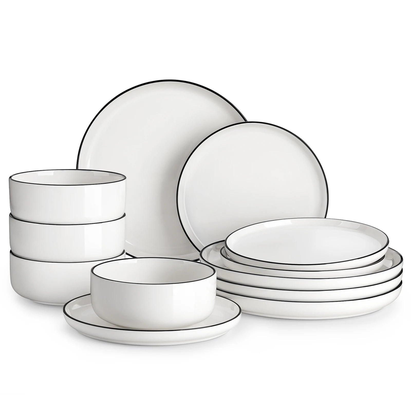 Service de table porcelaine bordure style moderne 4 personnes