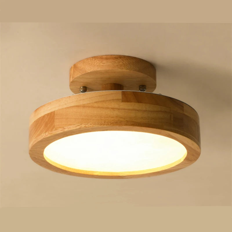 Plafonnier circulaire en bois massif
