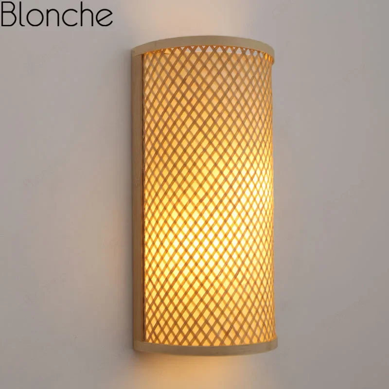 Appliques murales traditionnelles en bambou applique murale rétro pour chambre couloir hôtel Restaurant décor luminaires Luminaire tissé à la main