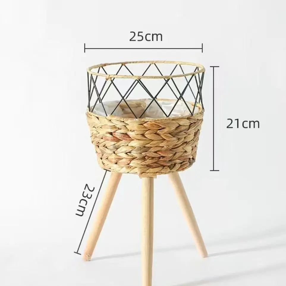 pot en bois tressé pour fleurs et rangement décoratif intérieur - vue 10 sur 10