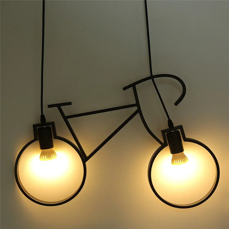 suspension modernes en fer forme vélo pour décoration maison - vue 4 sur 12