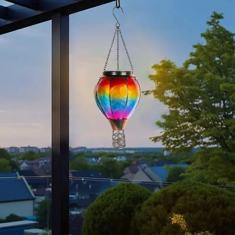 lampe solaire montgolfière led extérieure avec flamme vacillante - vue 7 sur 7