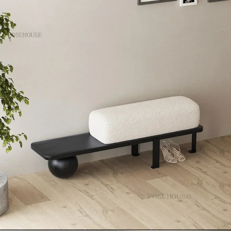 ottomane en bois nordique pour changer les chaussures et ranger les vêtements - vue 5 sur 6