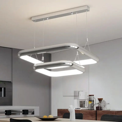 lustre moderne led suspension carrée perle pour maison