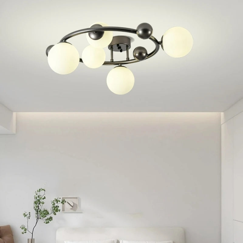 lampe suspendue nordique en métal et verre décorative avec fil réglable - vue 2 sur 13