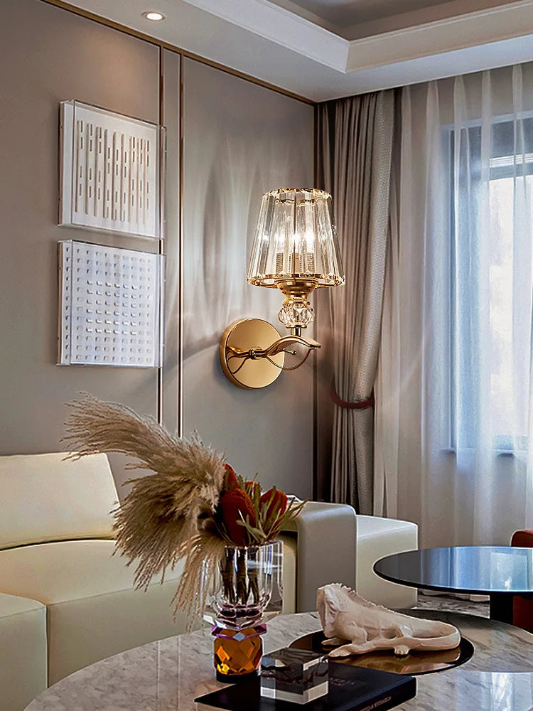 applique murale en cristal moderne avec éclairage led décoratif - vue 7 sur 9