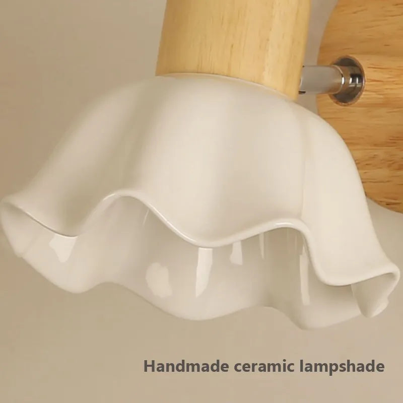 led nordique rotative bois céramique éclairage allée étude maison luminaire - vue 6 sur 9