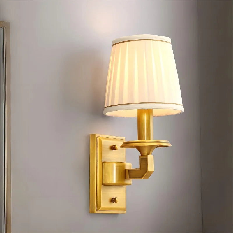 applique murale led en cuivre avec housse en tissu de qualité