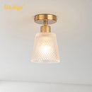 Plafonnier en verre nordique rétro Loft Vintage plafonnier salle à manger couloir moderne cuivre E27 plafond abat-jour en verre