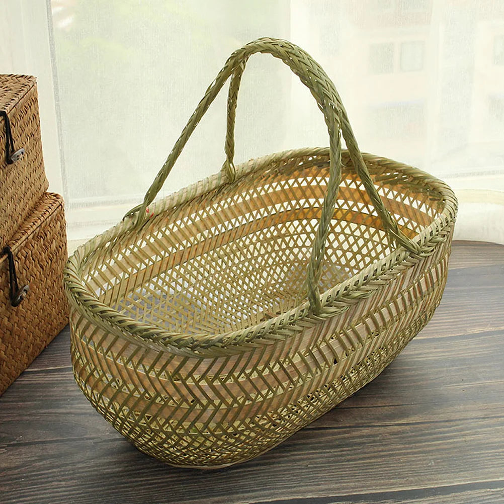 panier à provisions tissé pour pique-nique et rangement maison - vue 7 sur 6