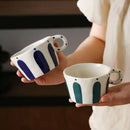 Mug ceramique motifs geometriques style nordique anse peinte