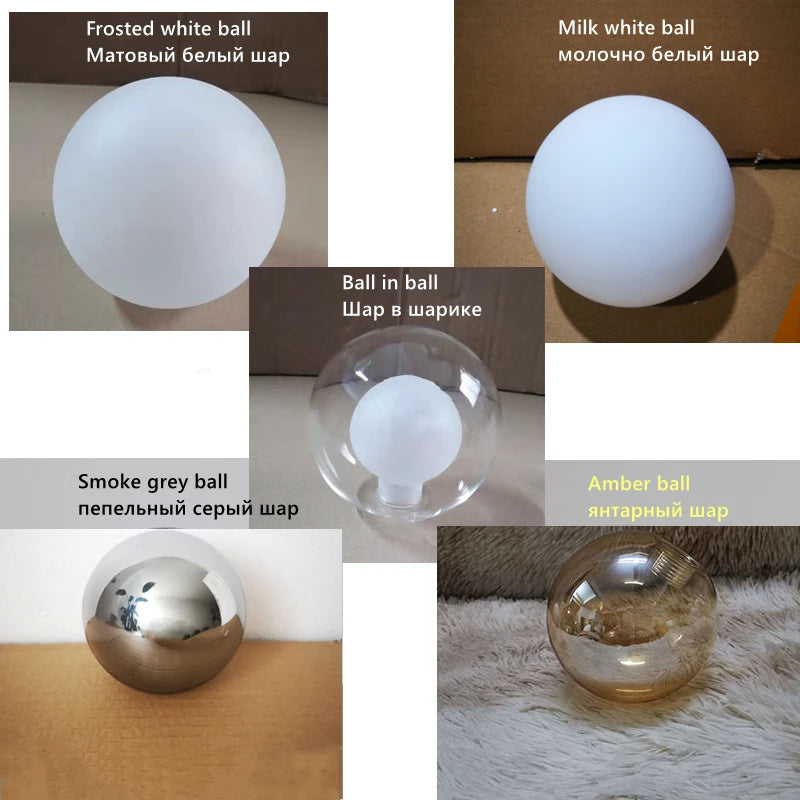 lustre nordique boule de verre led pour décor maison - vue 7 sur 15