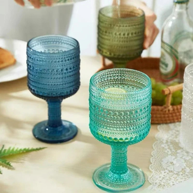 Verres retro pied relief verrerie table bar