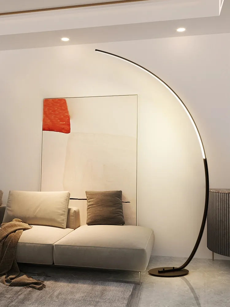 Nordique LED Coin Lumière Arc RVB Lampadaires Noir Blanc C APP À Distance Lampadaires Stand lumière pour Salle À Manger Salon Décor - vue 5 sur 8