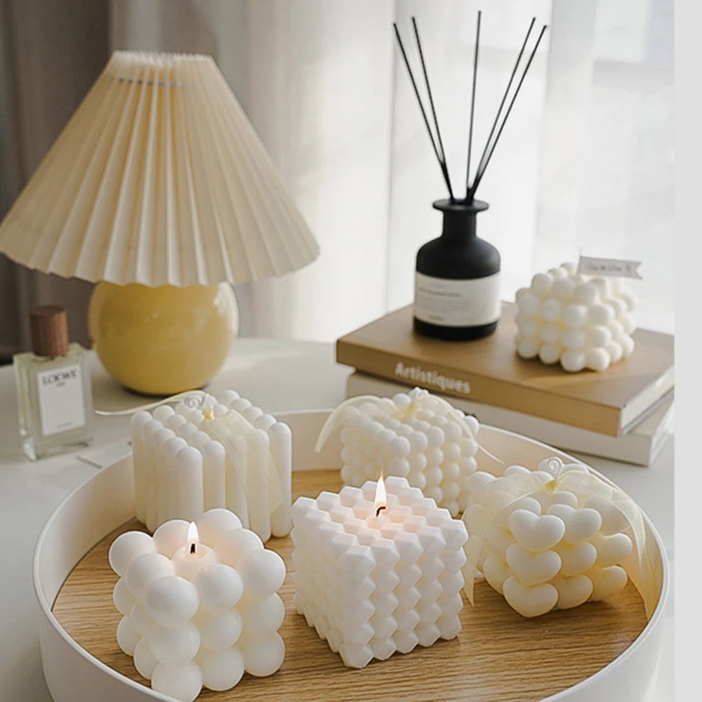 bougies parfumées cube rubik en cire de soja pour décoration et aromathérapie - vue 2 sur 13