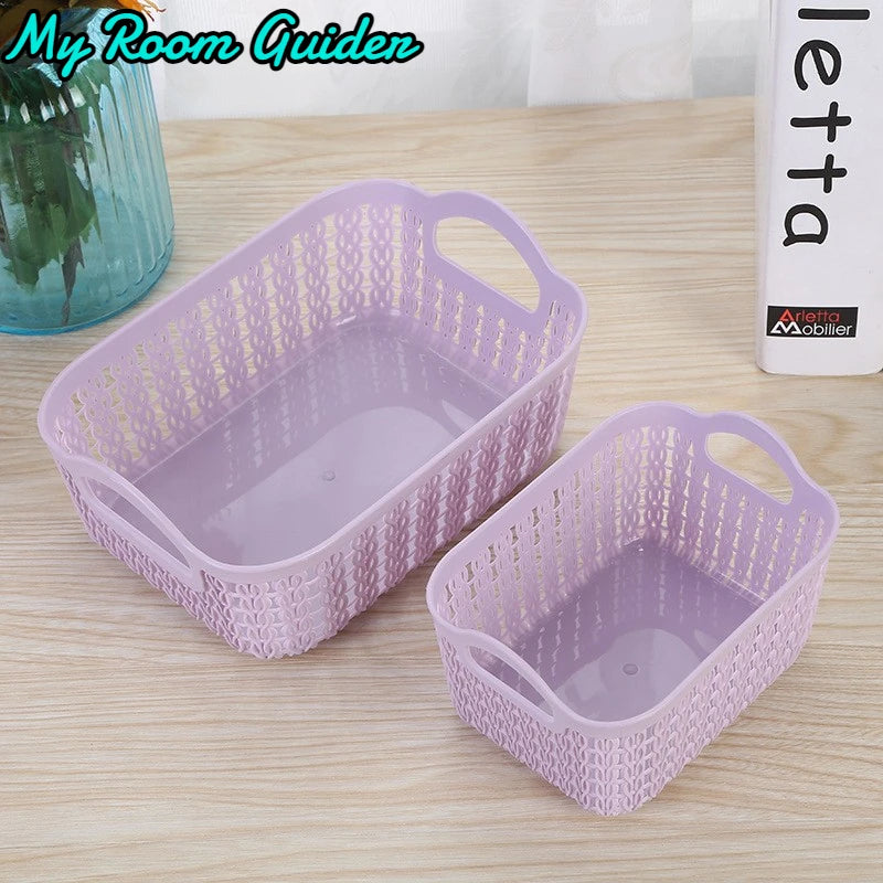 Panier de rangement portable en rotin et plastique pour divers articles