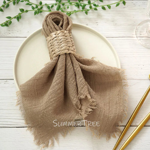 Serviette de table gaze coton lot 12 rustique
