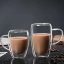 Mug double paroi en verre borosilicate avec anse