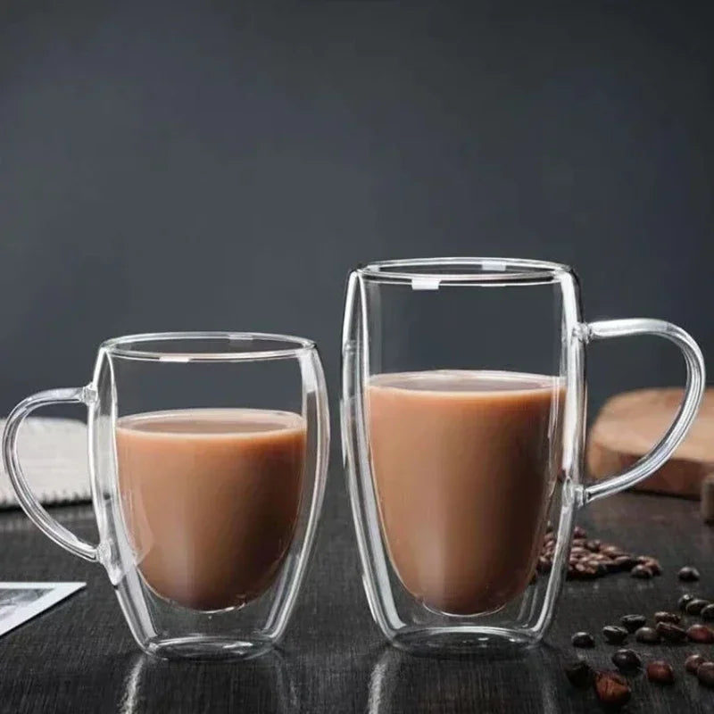 Mug double paroi en verre borosilicate avec anse - vue 3 sur 7