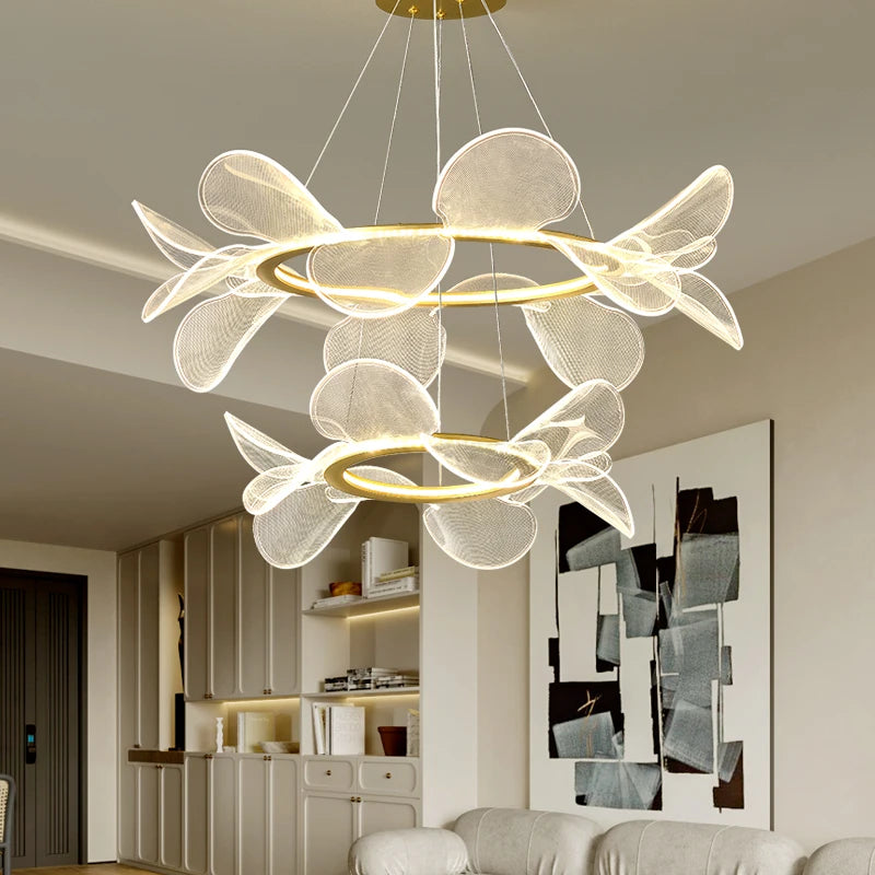 suspension moderne à led avec intensité variable et anneau doré - vue 4 sur 10