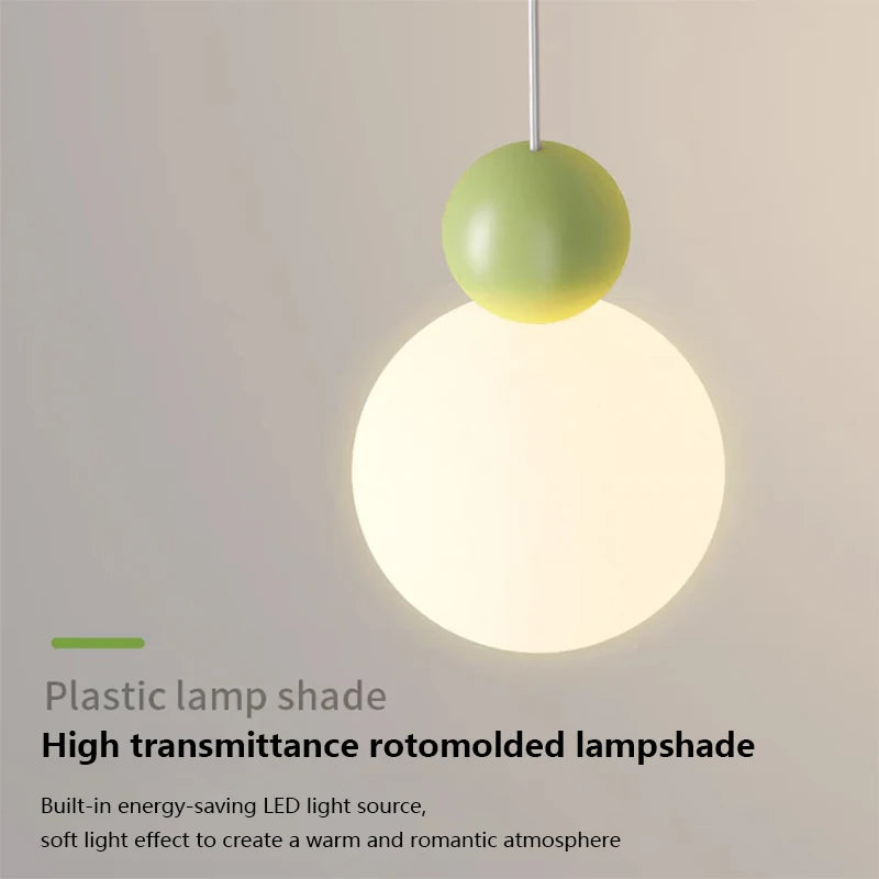 lustre nordique led suspension boule blanche lait luminaire - vue 7 sur 9