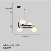 Lustre nordique en verre blanc