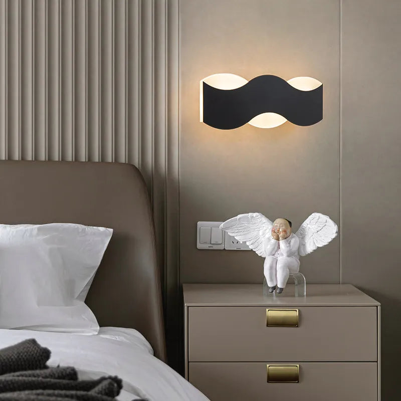 applique murale led moderne forme vague couloir intérieur - vue 7 sur 18