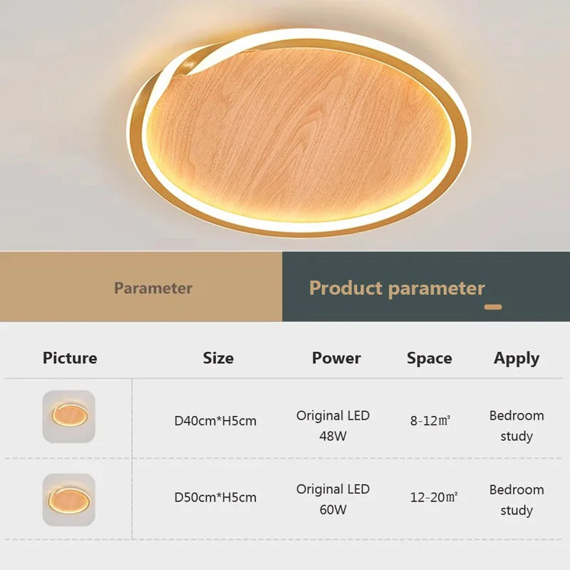 plafonnier led bois original moderne net rouge - vue 5 sur 12