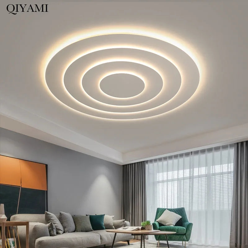 plafonnier led multicouche blanc minimaliste moderne - vue 5 sur 12
