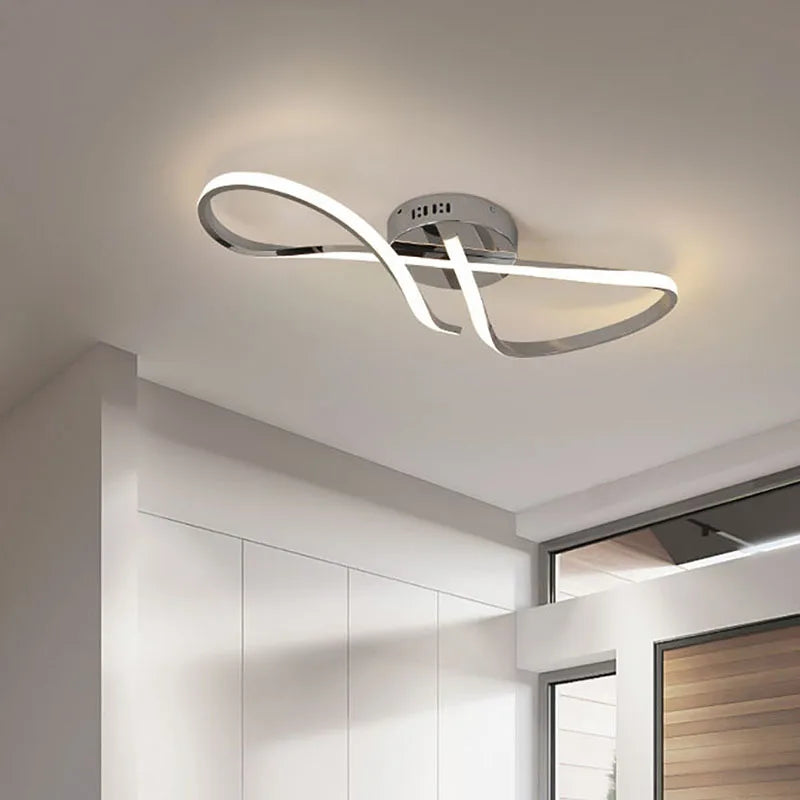 Plafonnier moderne à LEDs pour salon salle à manger chambre doré chromé luminaire intérieur - vue 6 sur 10