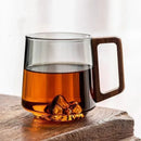 Tasse à thé verre borosilicate poignée bois maison