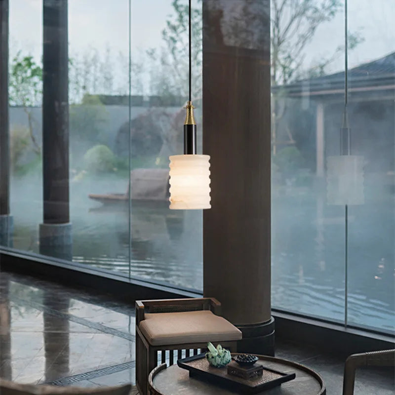 lustre en marbre chinois style minimaliste moderne pour restaurant et bar