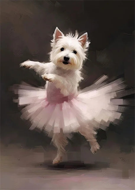 portraits de ballerine de chien art abstrait mural kawaii