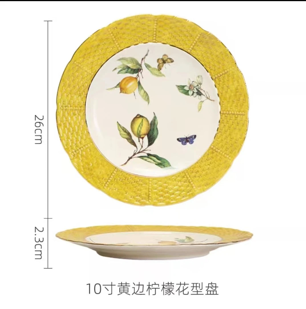 Assiette bol en céramique motif citron style européen