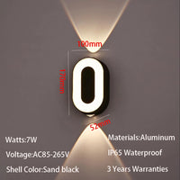 applique murale LED numéro de chiffre intérieur et extérieur IP65 étanche moderne minimalisme Style aluminium porche lumières de jardin