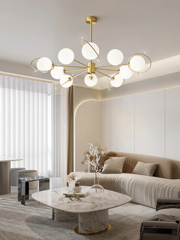 lustre en cuivre nordique design minimaliste moderne décoratif en verre